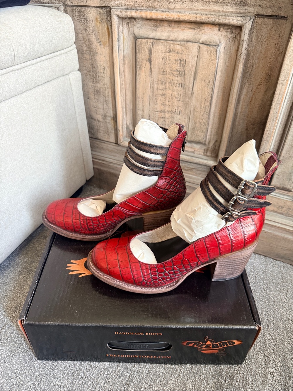 New Freebird Red Croco Randi Size 8 - Picture 4 of 7